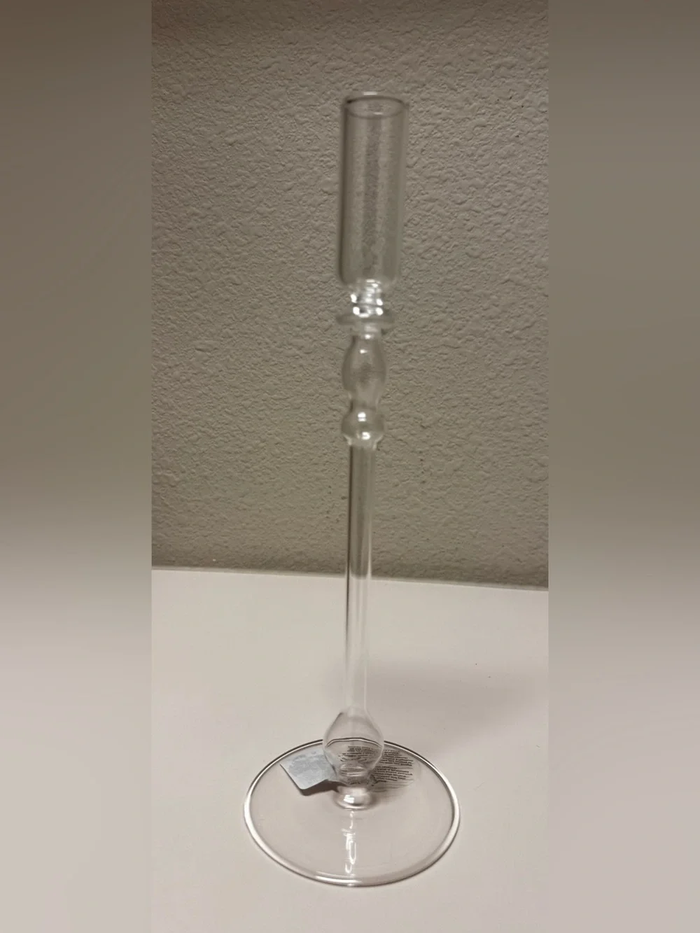 2 Clear Glass Taper Candle Holder — Elegant Home Art Accent - Medium and Large